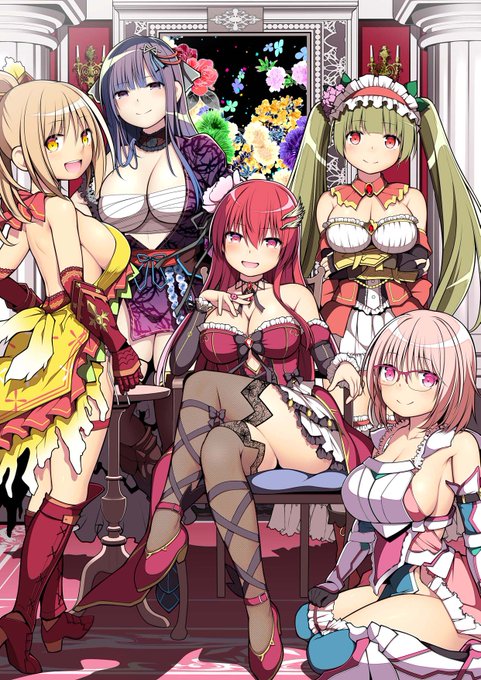 お屋敷メンバーで集合写真を撮ったよ! #フラワーナイトガールイラスト 