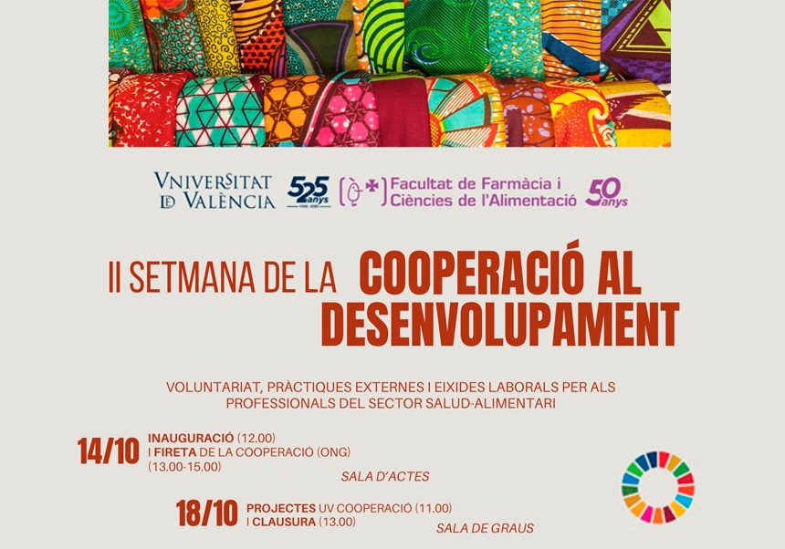 CooperacioU's tweet photo. 📢 II Setmana de la Cooperación al Desenvolupament @FacFarmacia_UV 
🗓️ Del 14 al 18 d'octubre
Amb @farmamundi , @mossolidaria , @faguadecoco i @juntos_vida parlarem de #voluntariat, #pràctiques internacionals, #eixides laborals, fireta d'ONGDs...
➕ ℹ️ https://t.co/BewKW39cRz https://t.co/pdz05Mwt8V