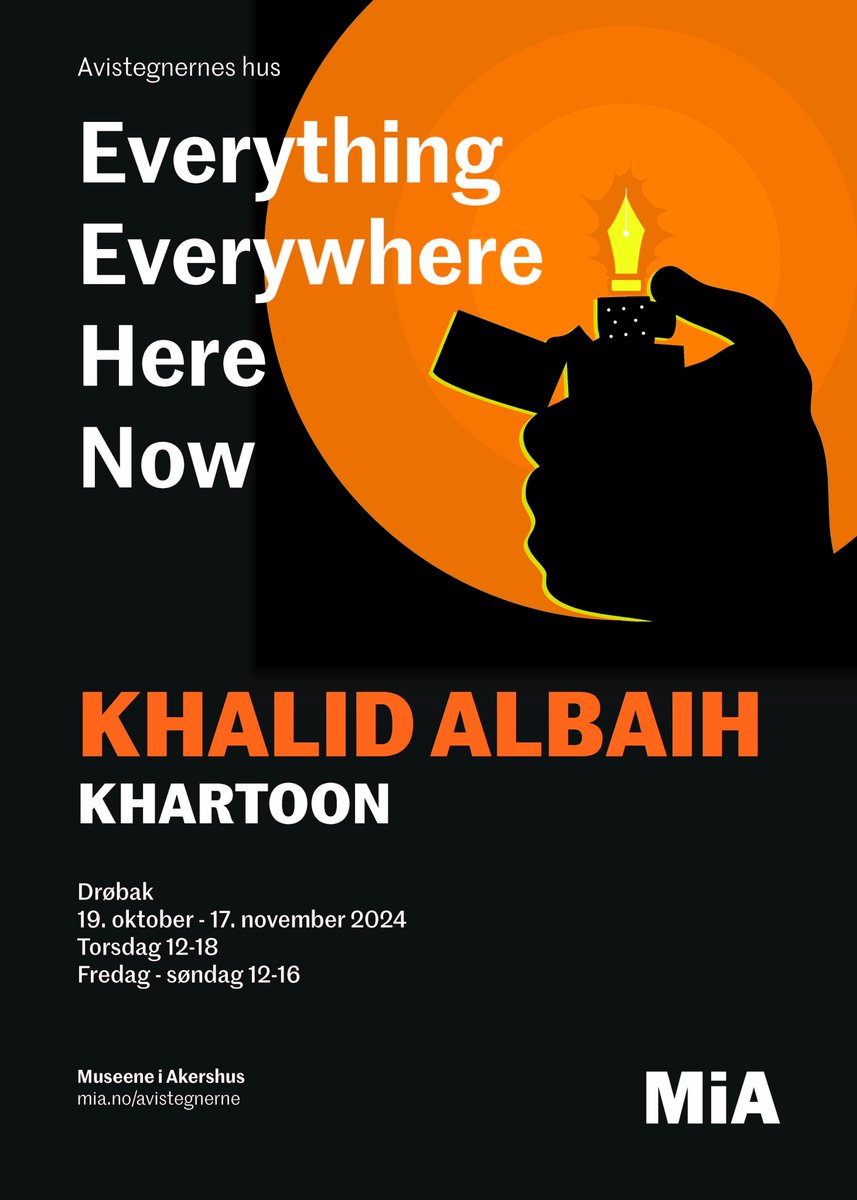 Cartoonist Khalid Albaih with new exhibition 'Everything Everywhere Here Now'

Opens on 19 October 2025 at Avistegnernes Hus, Drøbak.

More information: mia.no/avistegnerne/k…

<a href="/khalidalbaih/">ود البيه</a>