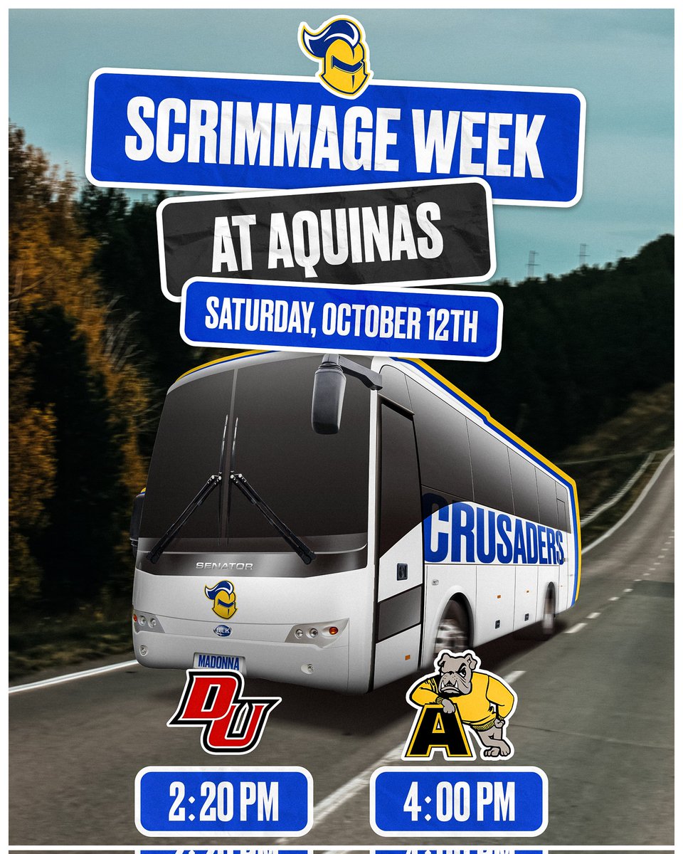 We are on the road to Aquinas College this Saturday to compete in back-to-back scrimmages 🚌 #ChaseExcellence