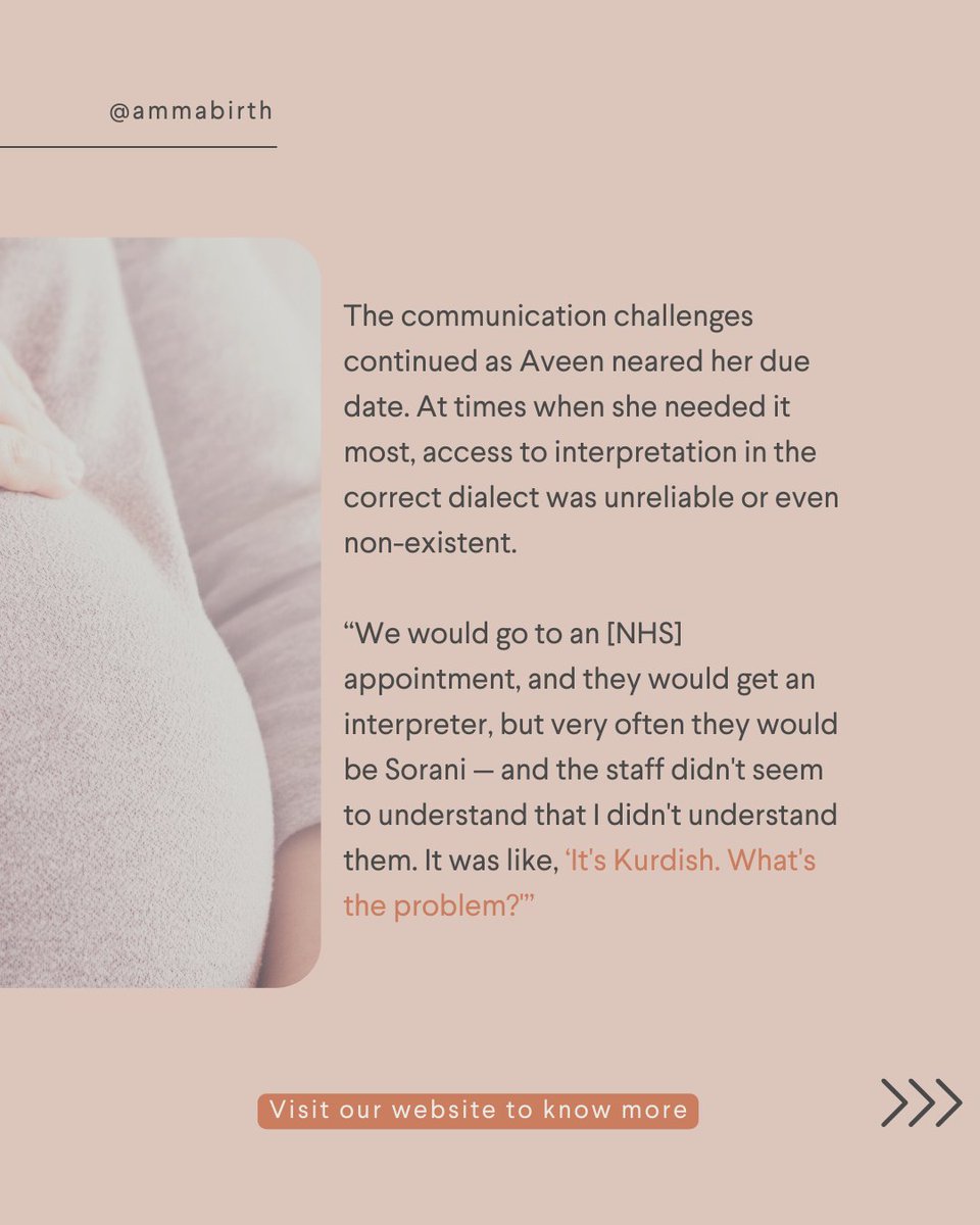 Join us in supporting mothers like Aveen to have their voices heard. Donate today to Amma Birth Companions and help us ensure language is never a barrier to equitable maternity care. ⬇️
donate.biggive.org/campaign/a0569…

Visit our website to know more 
#EveryBirthAnyLanguage