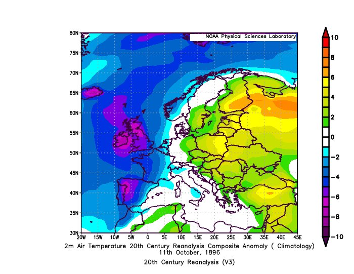 Harry_Hardrada's tweet image. 11th October, 1896 

Extraordinary chilly day across the UK with the highest temperature being in Scilly at 10°C. Snow and sleet across the North with temperatures not rising much above 5°C and only touching 8°C in the south. Margate only saw 6.8°C under dull skies, incredibly…