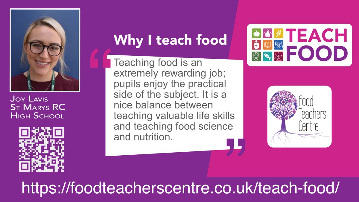 Joy Lavis loves to #TeachFood, it's rewarding, involving cooking, science and nutrition.

Join us to inspire the next generation as a secondary school food teacher! It’s more than a subject - it’s a life skill!

Let’s teach food ⤵️
foodteacherscentre.co.uk/teach-food/