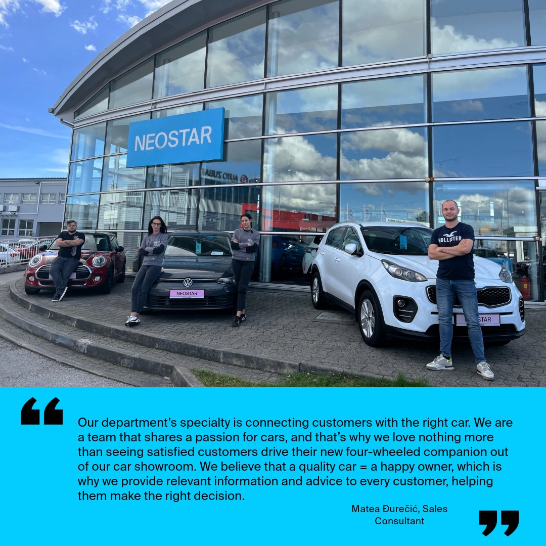 NeostarC's tweet image. 🏁Three roles, one goal – happy owners with their new four-wheeled companions!

⚡️They are the department that ensures that the entire car-buying process runs smoothly, from the initial chat to the delivery of the keys, and you even have our support after the purchase!

#Neostar
