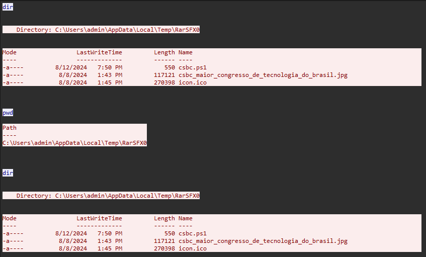 infok3k's tweet photo. 🇧🇷 Malware that targets @sbcbrasil visitors. Simple Powershell backdoor packed via WinRAR SFX archive. Payload source code: https://t.co/WLk2QJtNKw.
After execution opens SBC picture to distract user.
#SBC #Brazil #malware #backdoor https://t.co/AEN0SS3131