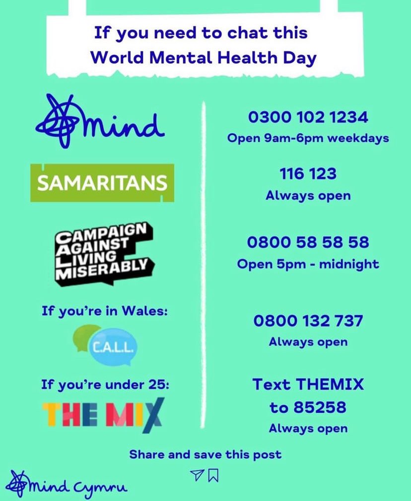 Rydym yma i gefnogi | We are here to support 🟡 #WorldMentalHealthDay <a href="/Ysgol_Strade/">Ysgol Y Strade</a>