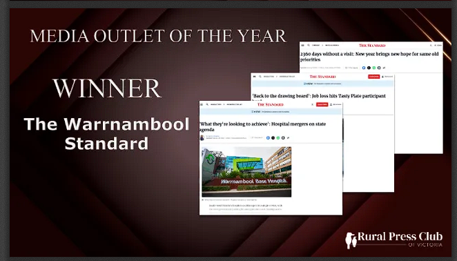 Congratulations to winner of the #RPCVAwards 2024 Media Outlet of the Year: Warrnambool Standard. Award sponsor: Powercor