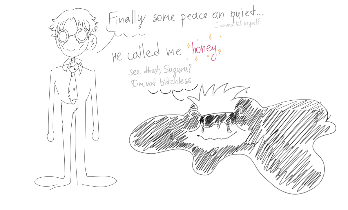 A quick sketch of Gojo being a sopping wet cat
#nanago #七五