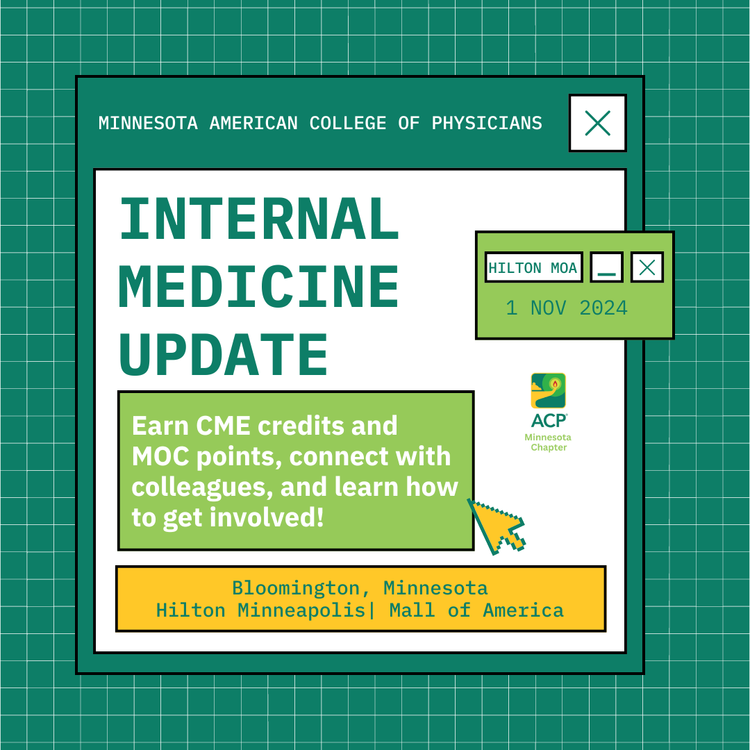 There is still time! Updates, pearls, and local
connections to help bring out the best
#internalmedicine doctor in you!

Join the conversation and learn more about this year's Update Meeting today: 

tinyurl.com/36eemn4f

#MNACP24 #MNACP #IMProud
