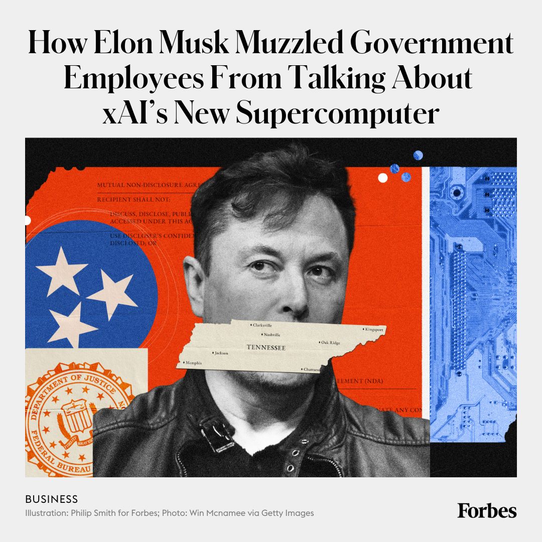 For months, xAI met privately with government officials to bring its massive data center to Memphis, keeping those discussions secret by requiring the signing of non-disclosure agreements, according to public records obtained by Forbes. trib.al/0RLNPxB