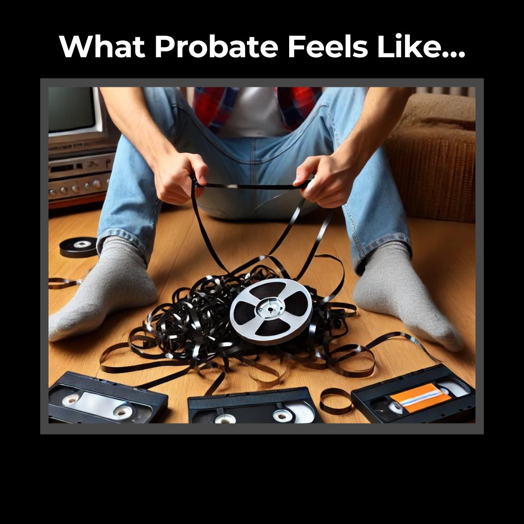 ChuckRoulet's tweet image. Trying to rewind probate feels a lot like dealing with a tangled VHS tape—frustrating and messy! 🎥📼 

Avoid the hassle and get your estate planning sorted out with us. 

We promise, no tangled tapes involved! 😉 

#ProbateProblems #EstatePlanning #NotYourAverageRewind