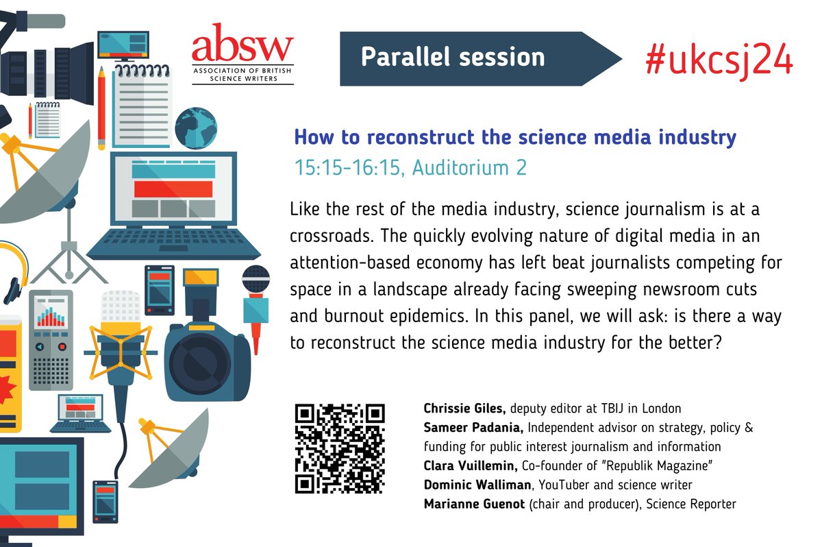 ABSW (@absw) on Twitter photo #UKCSJ24 Parallel session 👀
🎙️How to reconstruct the science media industry
⌚️15:15-16:15, Oct 15
📍Auditorium 2 <a href="/TheCrick/">The Francis Crick Institute</a>
<a href="/christinagiles/">Chrissie Giles (she/her)</a> <a href="/TBIJ/">The Bureau of Investigative Journalism</a> <a href="/sdp/">Sameer Padania</a> <a href="/clara_vuillemin/">Clara Vuillemin</a> <a href="/RepublikMagazin/">Republik</a> <a href="/DominicWalliman/">Dominic Walliman</a> <a href="/ProfAstroCat/">Professor Astro Cat</a> <a href="/Marianne_Guenot/">Marianne Guenot</a> #UKCSJ24 Parallel session 👀
🎙️How to reconstruct the science media industry
⌚️15:15-16:15, Oct 15
📍Auditorium 2 <a href="/TheCrick/">The Francis Crick Institute</a>
<a href="/christinagiles/">Chrissie Giles (she/her)</a> <a href="/TBIJ/">The Bureau of Investigative Journalism</a> <a href="/sdp/">Sameer Padania</a> <a href="/clara_vuillemin/">Clara Vuillemin</a> <a href="/RepublikMagazin/">Republik</a> <a href="/DominicWalliman/">Dominic Walliman</a> <a href="/ProfAstroCat/">Professor Astro Cat</a> <a href="/Marianne_Guenot/">Marianne Guenot</a>