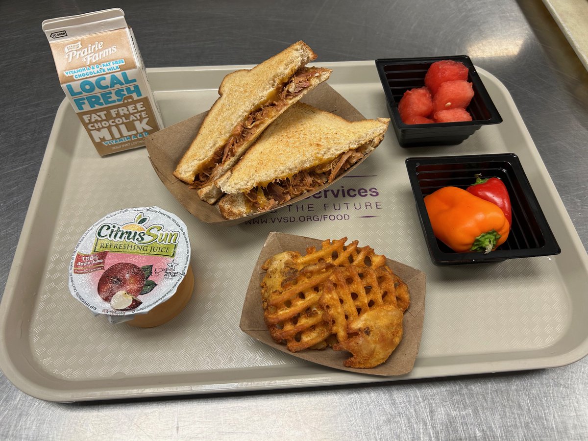 Manager's Choice Alert! Check out this mouth-watering option available today only at John J. Lukancic Middle School: BBQ Turkey Grilled Cheese Sandwich😋 Get it while it's hot! #VVSDNutritionServices #SchoolLunch