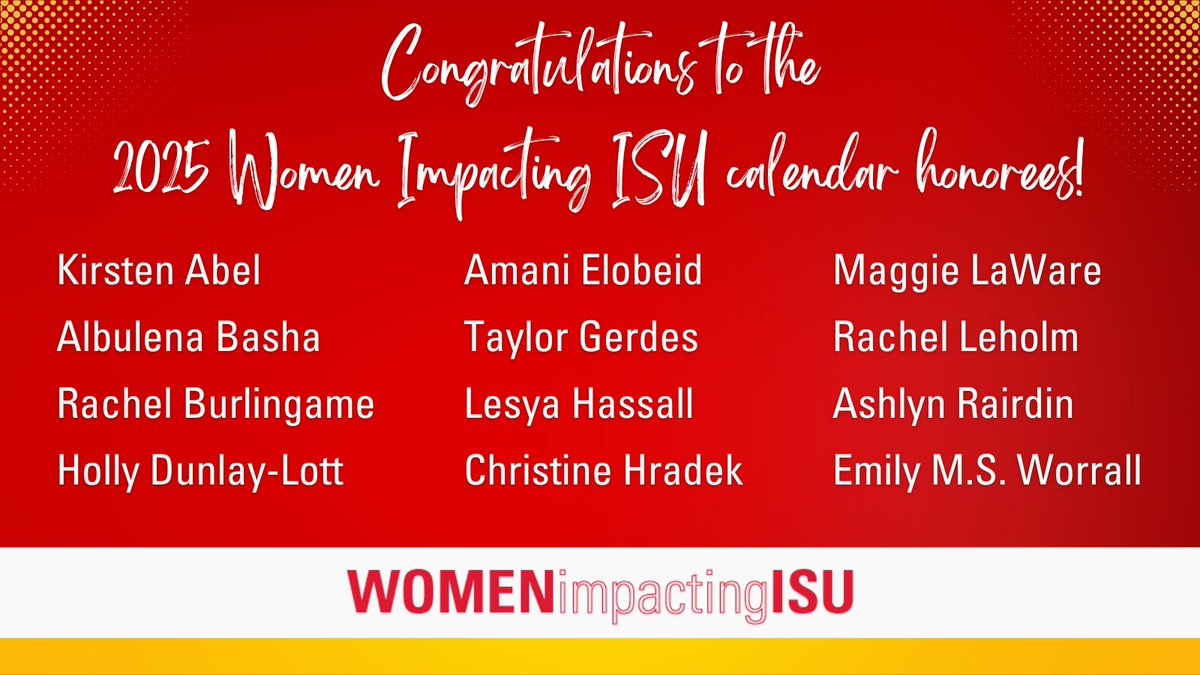 Congratulations to the 2025 Women Impacting ISU calendar honorees!