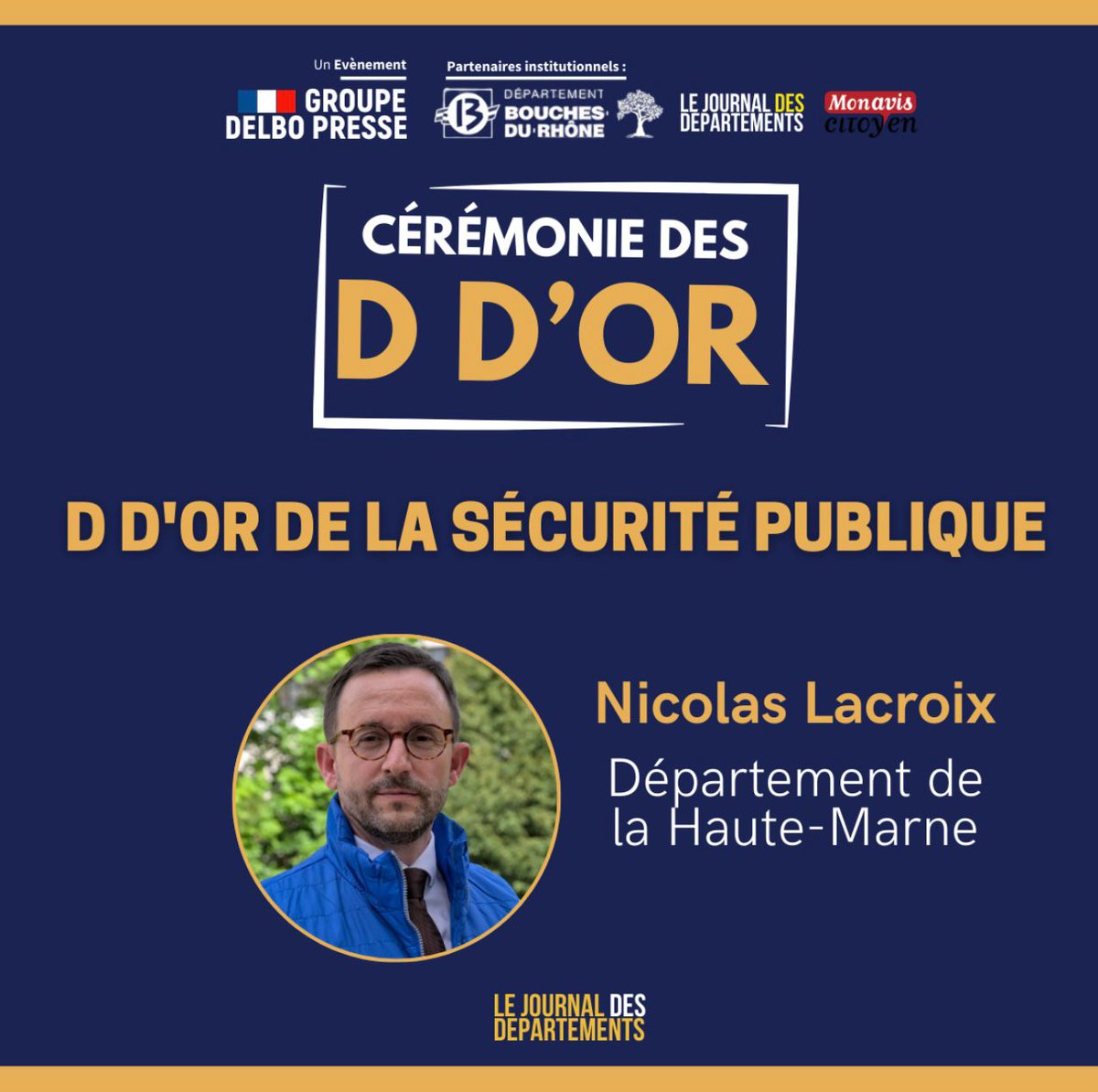 Département de la Haute-Marne (@lahautemarne) on Twitter photo Encore mieux : le Département de la Haute-Marne représenté par Nicolas Lacroix a reçu le D d’Or de la sécurité publique pour son investissement dans la nouvelle caserne gendarmerie de Chaumont.
Ce soir, l’accent haut-marnais a envahi Marseille !
<a href="/Nico_Lacroix52/">Nicolas Lacroix</a> Encore mieux : le Département de la Haute-Marne représenté par Nicolas Lacroix a reçu le D d’Or de la sécurité publique pour son investissement dans la nouvelle caserne gendarmerie de Chaumont.
Ce soir, l’accent haut-marnais a envahi Marseille !
<a href="/Nico_Lacroix52/">Nicolas Lacroix</a>