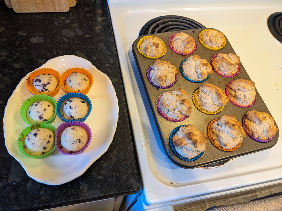 TheBustyCryptid's tweet photo. Muffins! Blueberry Almond and Cinnamon https://t.co/YphFkqs5rZ