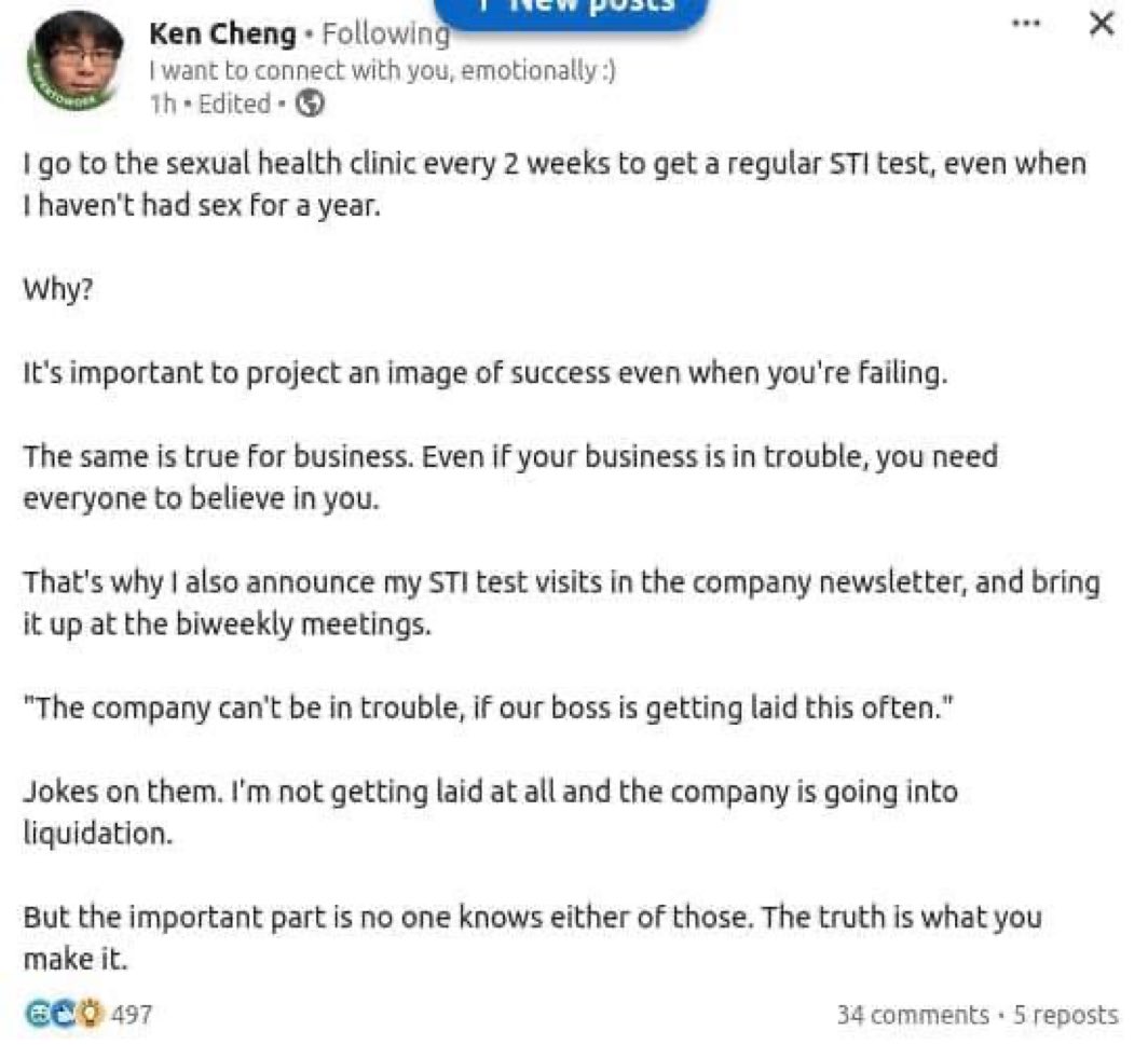LinkedIn needs to be filled with more of this content 😭