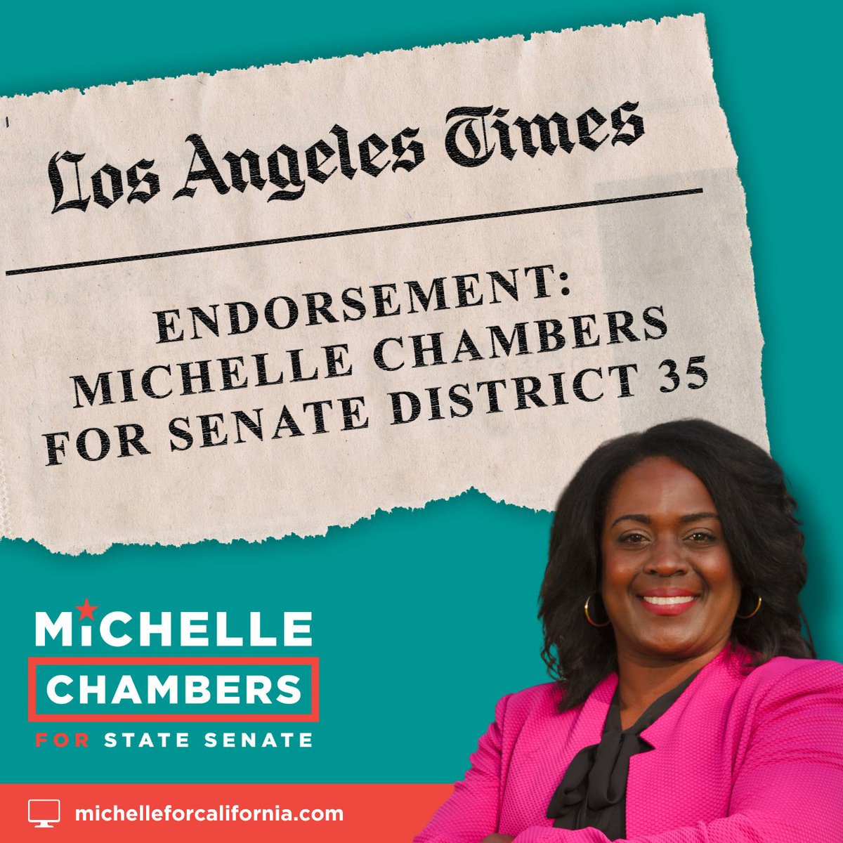 It's an honor to be endorsed by the <a href="/latimes/">Los Angeles Times</a>! 

Our campaign is about fighting for the needs of working families. As Senator, I'll always stand up for our #SD35 communities — not special interests. 

Get involved: michelleforcalifornia.com/volunteer