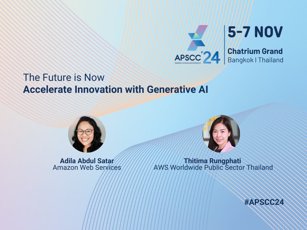 APSCC (@apsccsatellite) on Twitter photo Generative AI (GenAI) holds immense potential and is more important than ever for organizations to stay focused on solving for business priorities. Hear about industry-specific use cases from <a href="/awscloud/">Amazon Web Services</a>
Register @ apsccsat.com now Generative AI (GenAI) holds immense potential and is more important than ever for organizations to stay focused on solving for business priorities. Hear about industry-specific use cases from <a href="/awscloud/">Amazon Web Services</a>
Register @ apsccsat.com now