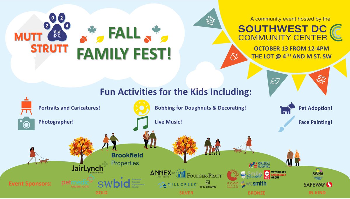 Southwest DC Community Center (@swdc_cc) on Twitter photo There will be activities galore for the entire family at Fall Family Fest, including portrait and caricature artists, bobbing for doughnuts (courtesy of <a href="/gocodough/">Good Company Doughnuts & Cafe</a>), face painting, pet adoption, and more! Register today: shorturl.at/dNNnL There will be activities galore for the entire family at Fall Family Fest, including portrait and caricature artists, bobbing for doughnuts (courtesy of <a href="/gocodough/">Good Company Doughnuts & Cafe</a>), face painting, pet adoption, and more! Register today: shorturl.at/dNNnL