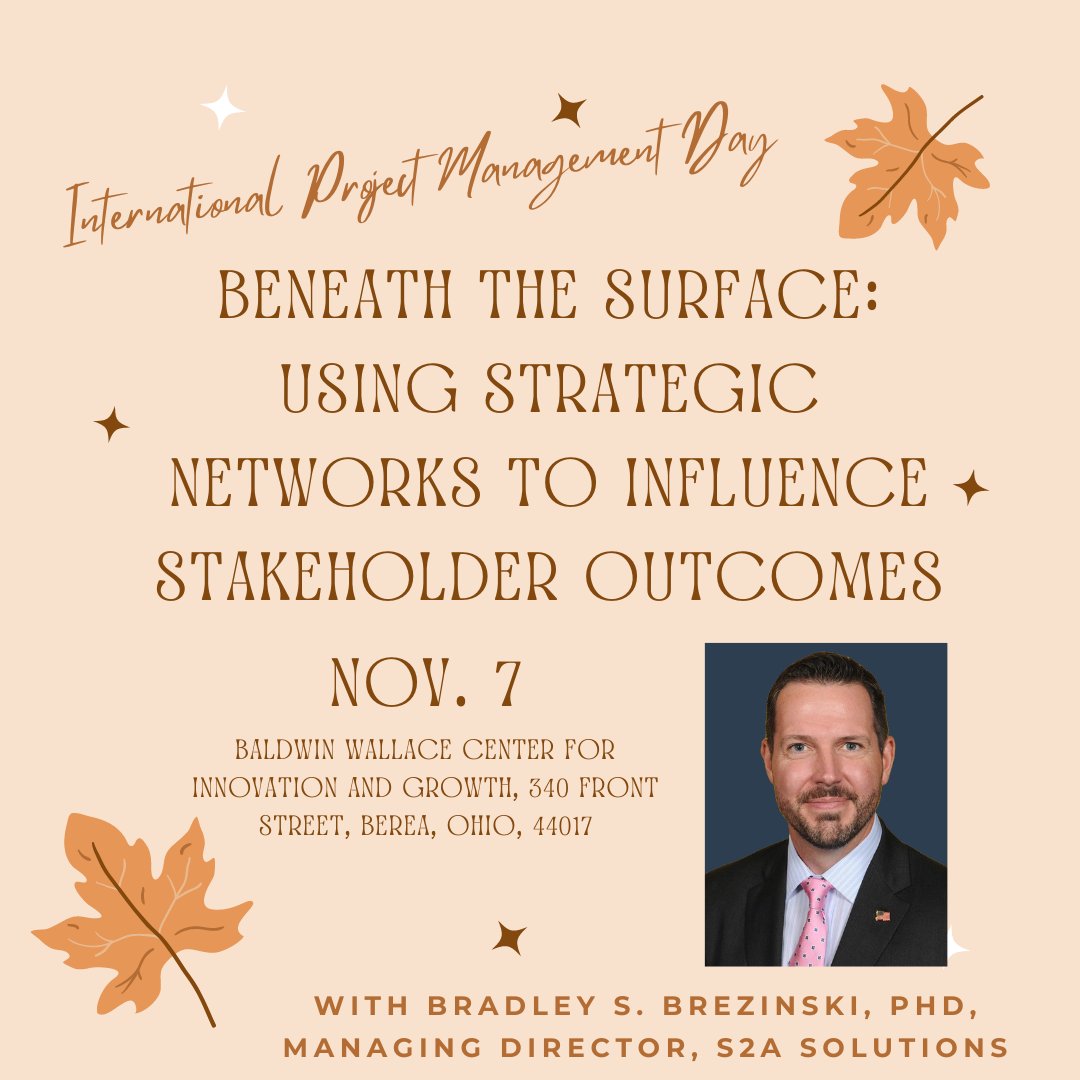 NEOPMI's tweet image. Join your colleagues for #networking and #learning at our annual International Project Management Day Nov 7! Featuring Bradley Brezinski, Managing Director &amp;amp; CSO, S2A Solutions. Earn 1.5 PDUs! pmineo.org/calendar?event… #ProfessionalDevelopmentDay #PMI #bradbrezinski #PDU