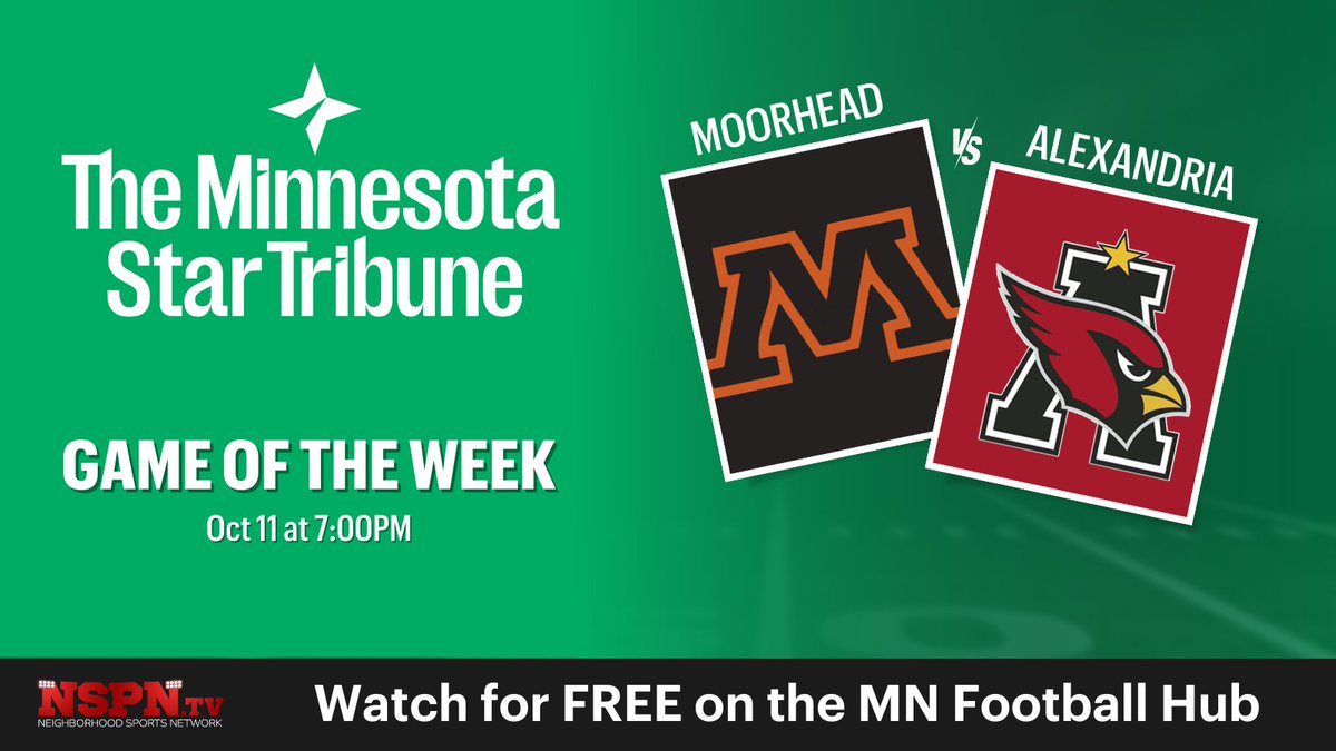 MN Football Hub (@mnfootballhub) on Twitter photo There's a full slate of HS 🏈 games tonight, including a titanic 5A tilt w/No. 2 <a href="/MHDspudFootball/">MoorheadSpudFootball</a> at No. 1 <a href="/alexmnschools/">Alexandria Public Schools</a>. Wish you could see the game? No problem. Use a mobile device to view <a href="/nspnminnesota/">NSPN - Minnesota</a>'s free livestream on the <a href="/MNfootballHub/">MN Football Hub</a>. mnfootballhub.com/news_article/s… #MSHSL There's a full slate of HS 🏈 games tonight, including a titanic 5A tilt w/No. 2 <a href="/MHDspudFootball/">MoorheadSpudFootball</a> at No. 1 <a href="/alexmnschools/">Alexandria Public Schools</a>. Wish you could see the game? No problem. Use a mobile device to view <a href="/nspnminnesota/">NSPN - Minnesota</a>'s free livestream on the <a href="/MNfootballHub/">MN Football Hub</a>. mnfootballhub.com/news_article/s… #MSHSL