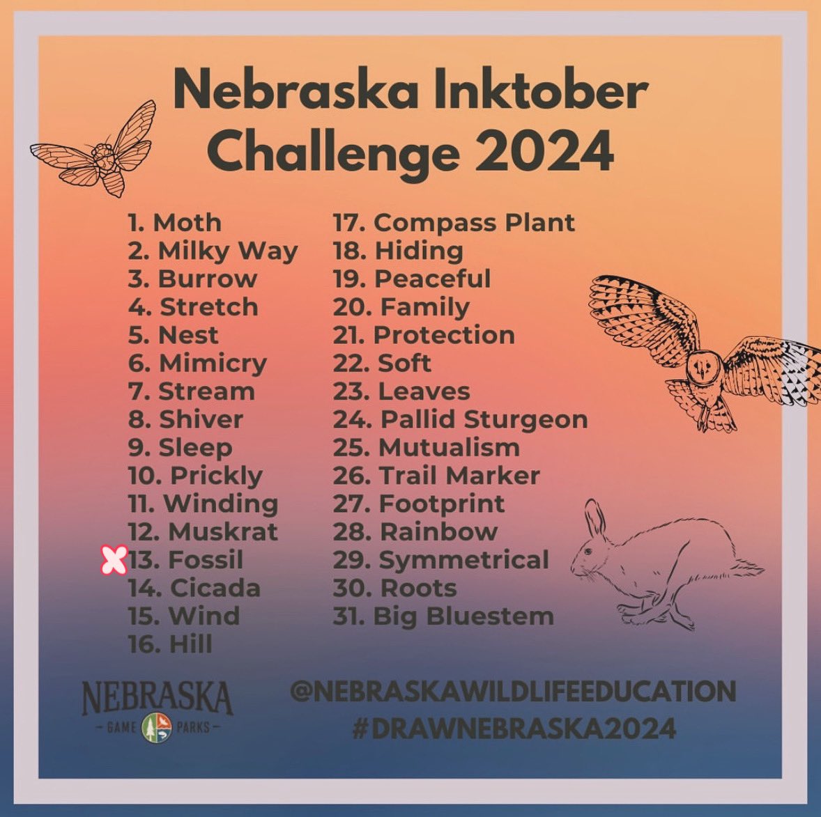 I’ve been participating in a Nebraska #inktober challenge and this Sunday’s theme is #fossil. So, that is what I’ll also be doing for the #SundayFishSketch #FishyTheme!