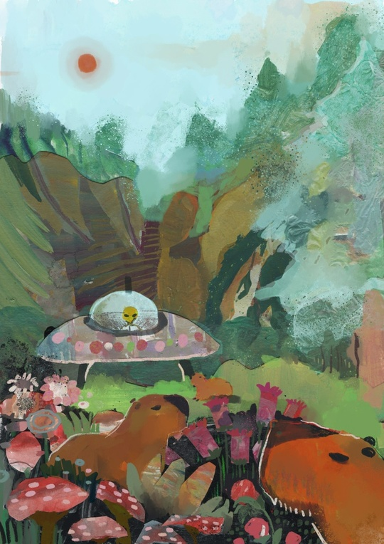 guilhernunes_'s tweet image. alien + capybaras