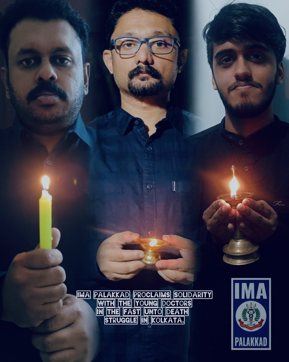 IMAPKD's tweet photo. In solidarity with RG Kar Medical College doctors, IMA Palakkad stands united. Justice remains denied after 62 days. We join the National IMA's candlelight vigil to demand action. Light a candle and show our support. 
@IMAIndiaOrg @imakerala @imajdnnational @imamsn https://t.co/kl6WkOebOr