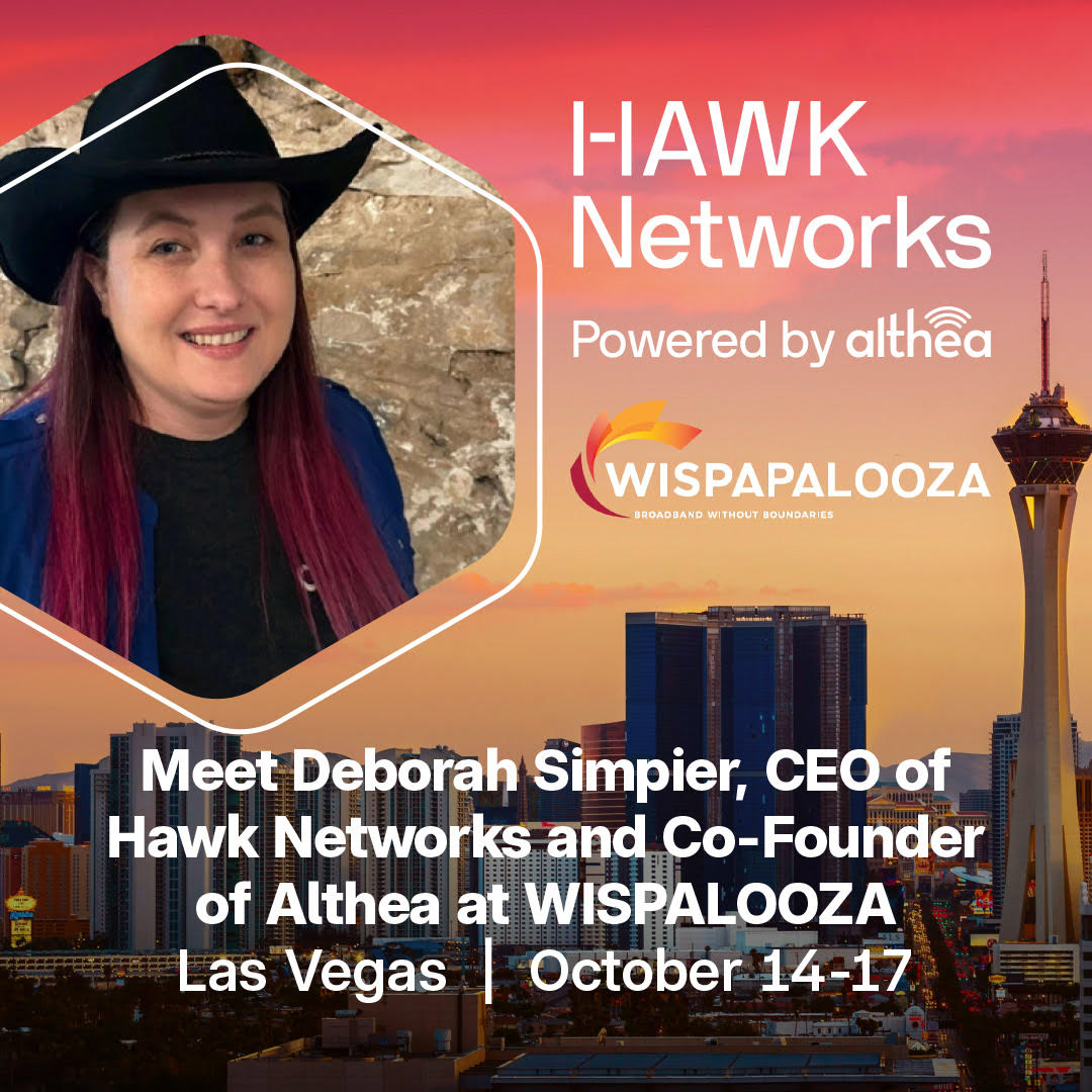 Hawk_Networks's tweet photo. 📢 Join us at #WISPALOOZA! Our CEO, @DeborahSimpier, will be there to showcase Hawk Networks’ scalable solutions for telecom powered by @AltheaNetwork. Let’s chat about the Althea platform and how #LiquidInfrastructure drives revenue-sharing for flexible telecom ops. https://t.co/KMIugu6DQO