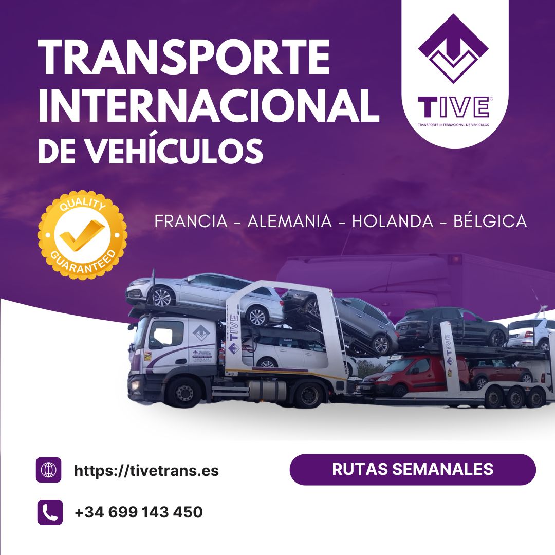 🚙🚙🚙🚙 ¡Disponemos de servicio semanal de transporte de vehículos! Francia - Bélgica - Holanda - Alemania. 🚙🚙🚙🚙

✅ Transportamos cargas completas o transporte de unidades.

📲  Llámanos y te informamos 📞 (+34) 699 143 450

🌐 Más información en: tivetrans.es