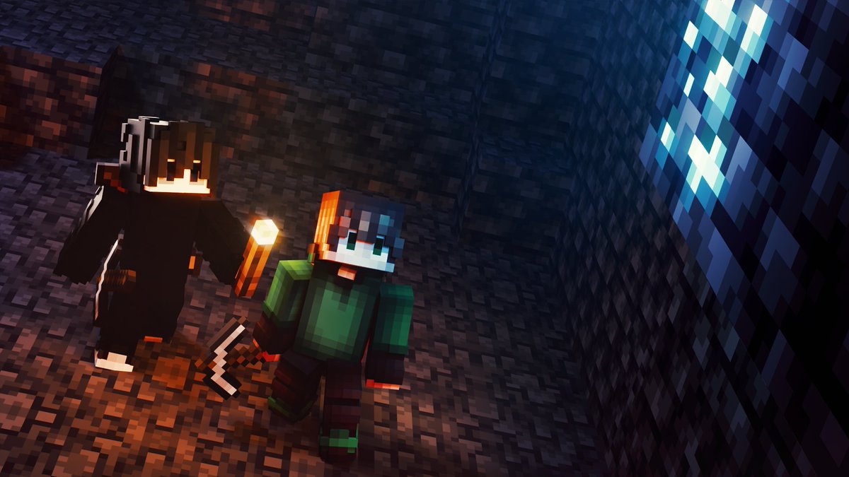 fyoncle's tweet image. I made 3 renders of our survival world with my friend. I had a ton of fun making them.