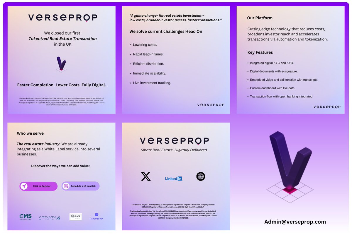 I am proud to announce that we have completed our first tokenized real estate transaction in the UK 🇬🇧 

Our cutting-edge technology means faster completion times, lower costs, and broader distribution.

Discover more details in the attachment. DMs are open if you want to