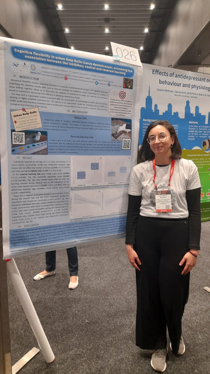 Allí presentó su trabajo sobre Flexibilidad Cognitiva en la Gaviota Cocinera.
"Cognitive flexibility in urban Kelp Gulls (Larus dominicanus): examining the association between the inhibitory control and reversal learning "
#FlexibilidadCognitiva
Felicitaciones!! 😊👏
2/2