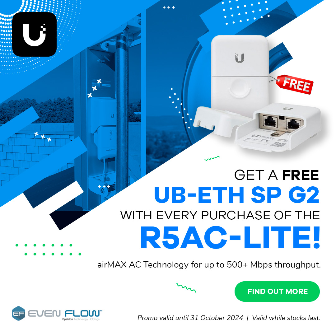 evenflw's tweet image. Get a Free Ubiquiti UB-ETH SP G2 with Every Purchase of the R5AC-LITE!

Learn more: epsidon.everlytic.net/public/message…

#NetworkingSolutions #EthernetSurgeProtector #FastConnectivity #TechDeals