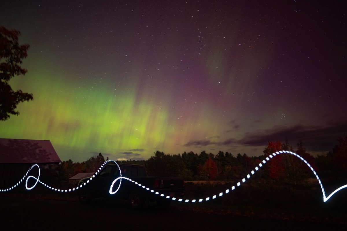 My teen running by with a flashlight because teen