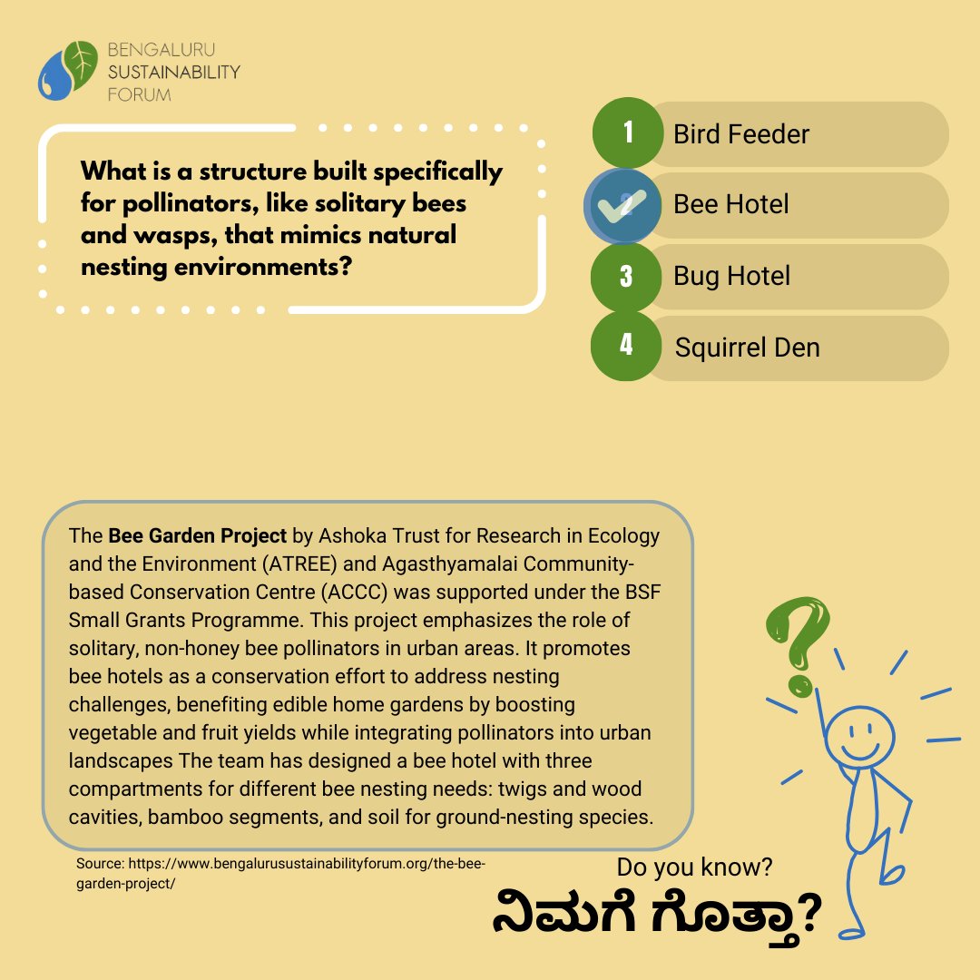 sustainBLR's tweet image. Trivia answer! 
Ever spotted any like this?
#PollinatorSupport #UrbanNature #EcoSolutions #SustainabilityMatters #EdibleGardening #SolitaryBees #UrbanConservation #GreenCity #BiodiversityInAction #ClimateFriendlyDesign #SaveTheBees #NatureConservation