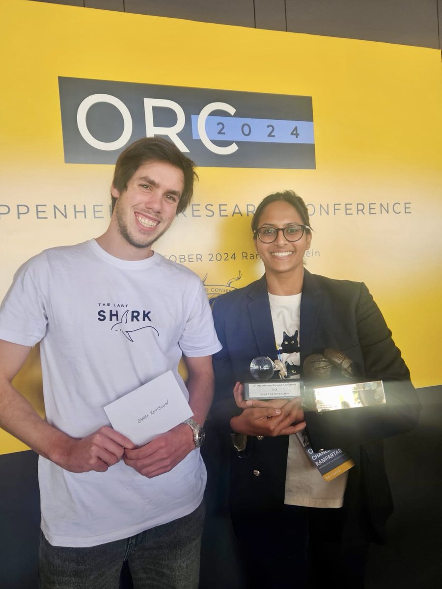 Proud supervisor moment! Best student talk at #ORC2024 to <a href="/ChanelRampartab/">Chanel Rampartab</a>, runner-up in the student poster competition to Daniel Rossouw!