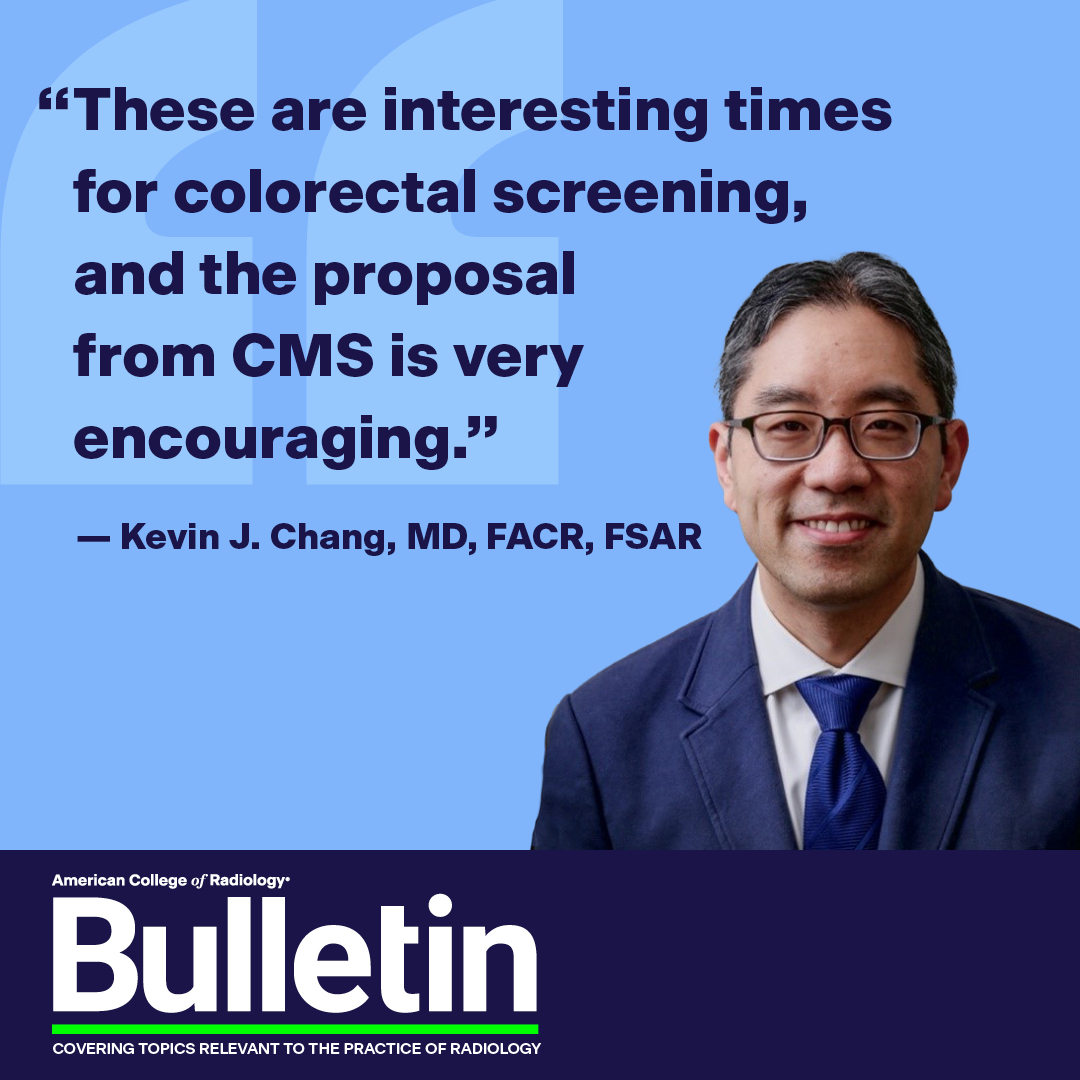 ACRBulletin (@acrbulletin) on Twitter photo In January 2025, new CMS proposals covering CT colonography for colorectal cancer screening of Medicare patients in its 2024 HOPPS and its 2025 MPFS proposed rule are expected to take effect. Hear what <a href="/KathrynKeysor/">Kathryn Keysor</a>, <a href="/kchang/">Kevin J. Chang, MD, FACR, FSAR</a> and <a href="/JudyYeeMD/">Judy Yee</a> have to say as the ACR celebrates the In January 2025, new CMS proposals covering CT colonography for colorectal cancer screening of Medicare patients in its 2024 HOPPS and its 2025 MPFS proposed rule are expected to take effect. Hear what <a href="/KathrynKeysor/">Kathryn Keysor</a>, <a href="/kchang/">Kevin J. Chang, MD, FACR, FSAR</a> and <a href="/JudyYeeMD/">Judy Yee</a> have to say as the ACR celebrates the