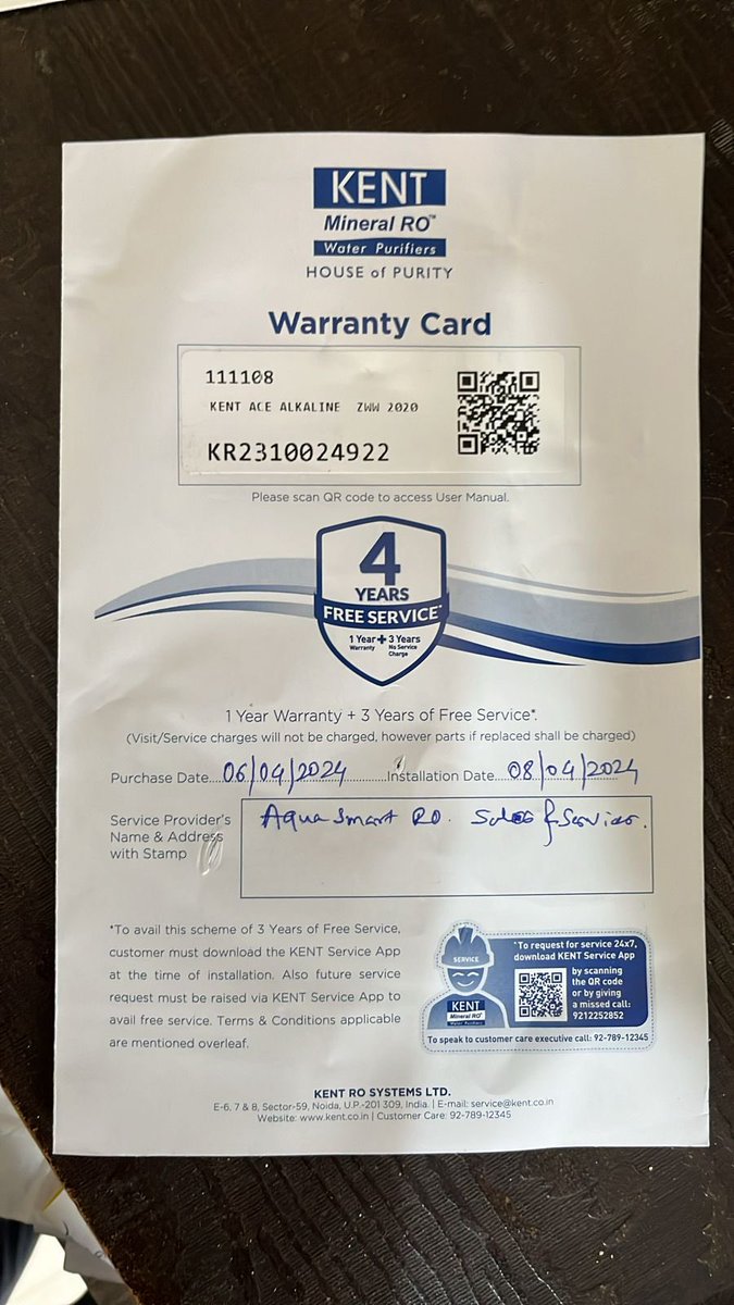 Ashish_masterA's tweet photo. @Flipkart @flipkartsupport  Very disappointed! The Kent Ace Extra/Alkaline 8L RO is wrongly shown with a 1-year warranty, but Kent only provides 6 months for filters. Feels like fraud from Kent. Please fix this misleading info! 
@KentROSystems @maheshguptakent https://t.co/O91nX7P9rL