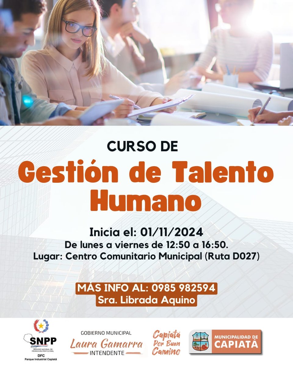 📷𝐂𝐔𝐑𝐒𝐎 𝐃𝐄 𝐆𝐄𝐒𝐓𝐈𝐎́𝐍 𝐃𝐄 𝐓𝐀𝐋𝐄𝐍𝐓𝐎 𝐇𝐔𝐌𝐀𝐍𝐎

Diseñado para proporcionar herramientas y estrategias clave, para optimizar la gestión del talento humano dentro de las organizaciones. ¡Te esperamos!

#𝐂𝐚𝐩𝐢𝐚𝐭𝐚́𝐏𝐨𝐫𝐁𝐮𝐞𝐧𝐂𝐚𝐦𝐢𝐧𝐨