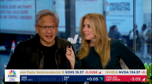 Kr00ney's tweet image. "This is the greatest show on earth" 

- Jensen Huang's cameo on @SquawkCNBC