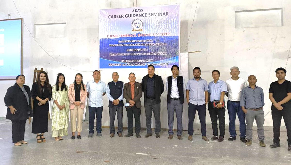 YNnagaland's tweet photo. The 2-day Career Guidance Seminar, held on 10th-11th October 2024 in Longleng, concluded successfully. Organized by the Phom Gazetted Officer’s Association (PGOA) in collaboration with #YouthNet and Phom Students’ Conference (PSC).
https://t.co/l1w8OOKRG6
#YCDC #YJC https://t.co/tAYI5reZJK