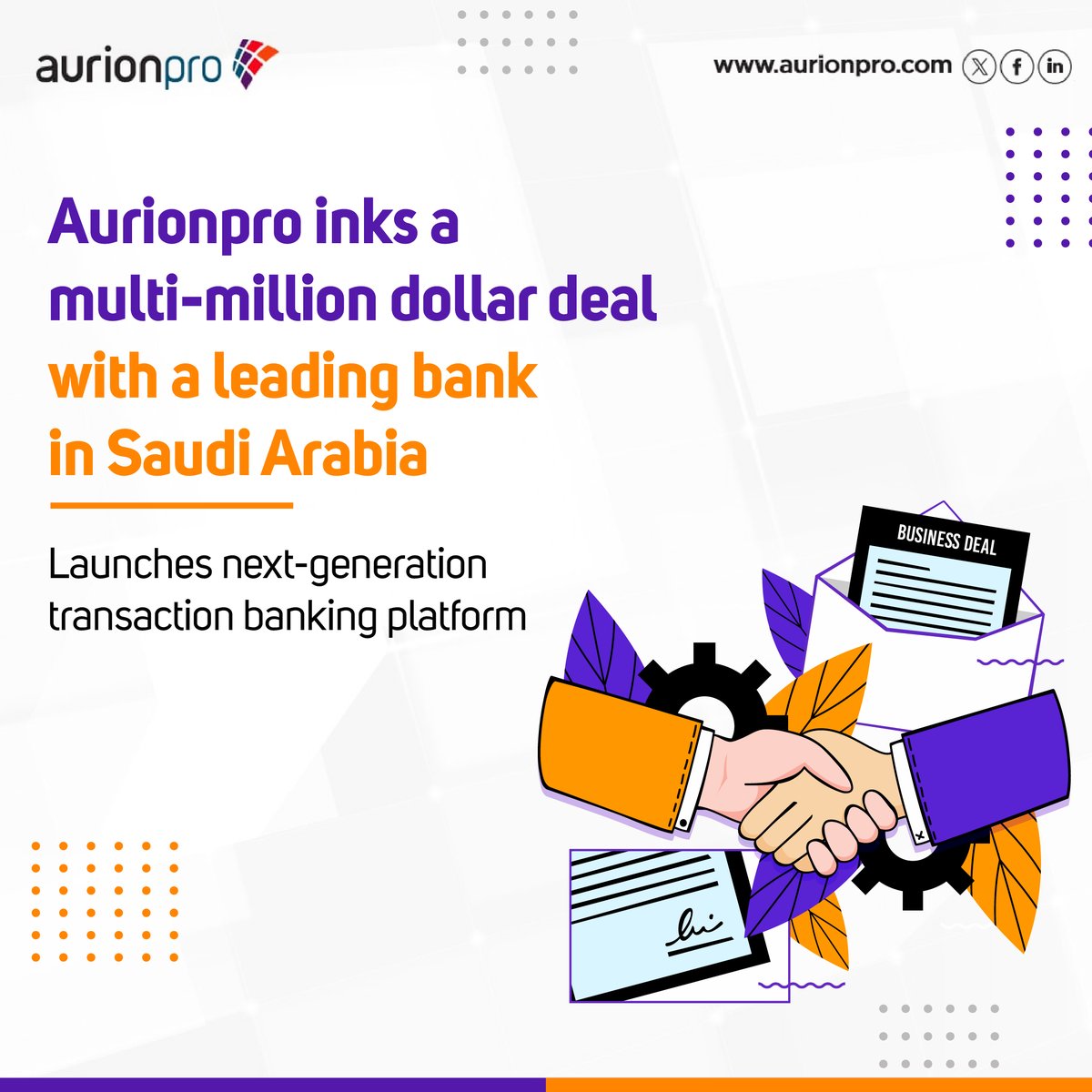 aurionpro's tweet photo. 𝐀𝐮𝐫𝐢𝐨𝐧𝐩𝐫𝐨 𝐬𝐜𝐨𝐫𝐞𝐬 𝐛𝐢𝐠 𝐢𝐧 𝐒𝐚𝐮𝐝𝐢 𝐀𝐫𝐚𝐛𝐢𝐚!

Aurionpro is thrilled to announce a major win with a leading bank in Saudi Arabia! 

For more, read our press release: https://t.co/Ij995pTRQF

#Aurionpro #DigitalBanking #SaudiArabia #iCashpro https://t.co/rIrjIrqn7a