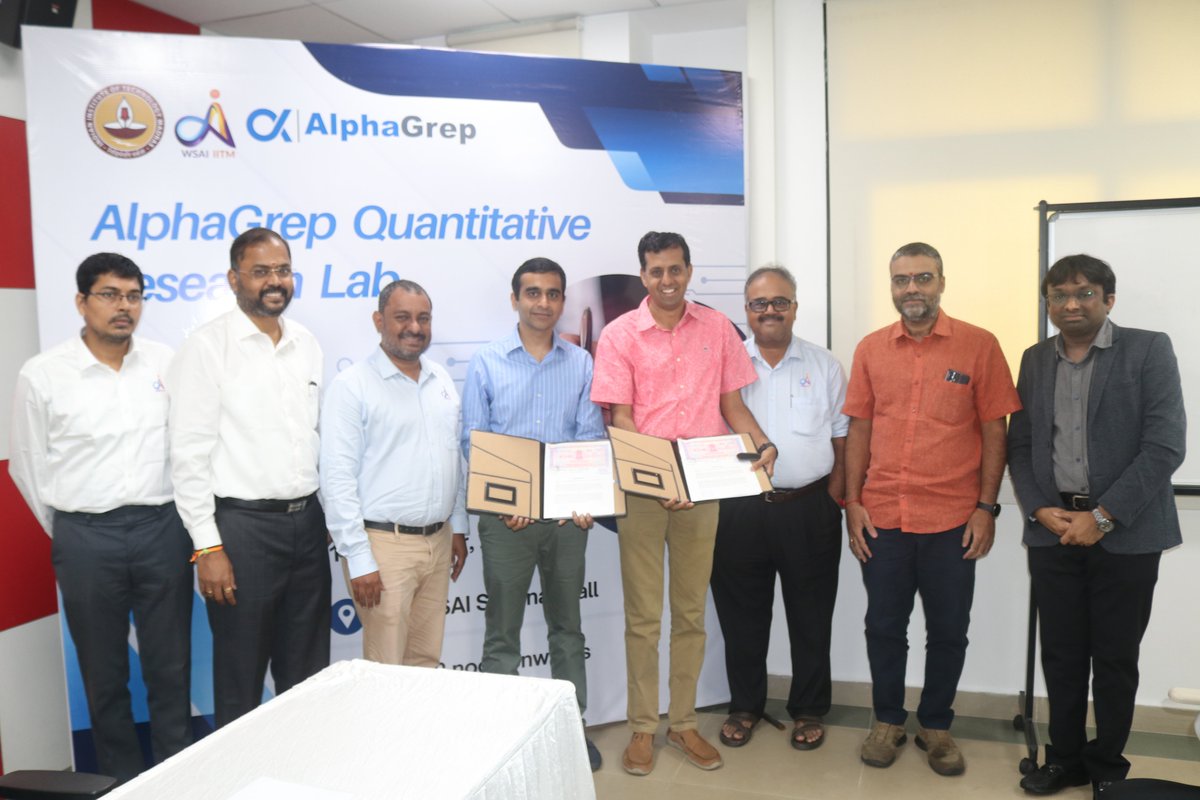 alpha_grep's tweet photo. We are excited to partner with #IIT Madras to launch the #AlphaGrep #Quantitative #Research #Lab! This initiative, led by Mohit Mutreja and supported by Hemang Mandalia, will drive groundbreaking AI research in #quantitative finance. Together, we’re shaping the future of finance! https://t.co/7PJUfSVwUF