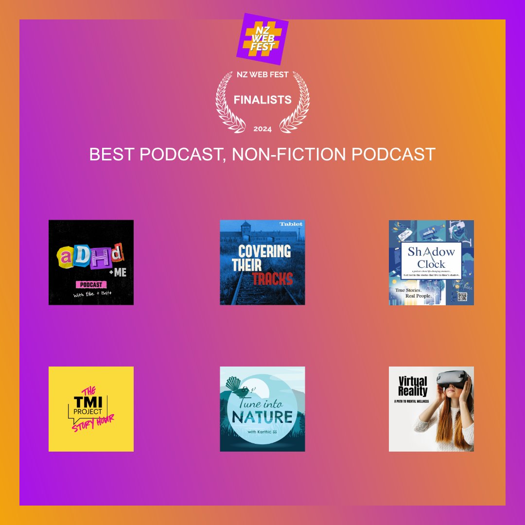 Good luck to the nominees for our BEST PODCAST, NON-FICTION PODCAST award
Behind 'ADHD + Me'
Covering Their Tracks
@shadowclockpod
The TMI Project Story Hour
<a href="/tunenatureshow/">Tune into Nature Podcast 🎙🌏</a> with Karthic
VR: A Path to Mental Wellness
🎧🤞🌟🤞🎧
#podcast #shortfilms #webseries