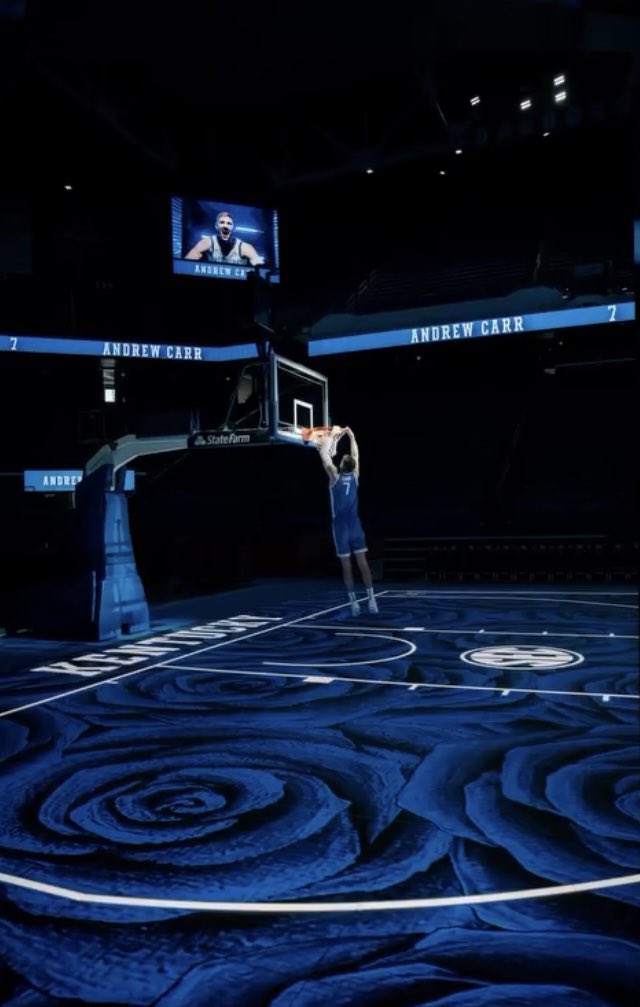 TristanUda's tweet photo. The Kentucky Wildcats will become the first college program to play on an LED floor tonight, and it looks sick.

The men’s and women’s players got their first look earlier this week, and they were impressed.

“It’s crazy.”

(ASB Glass Floor) https://t.co/01v4eQ6thN