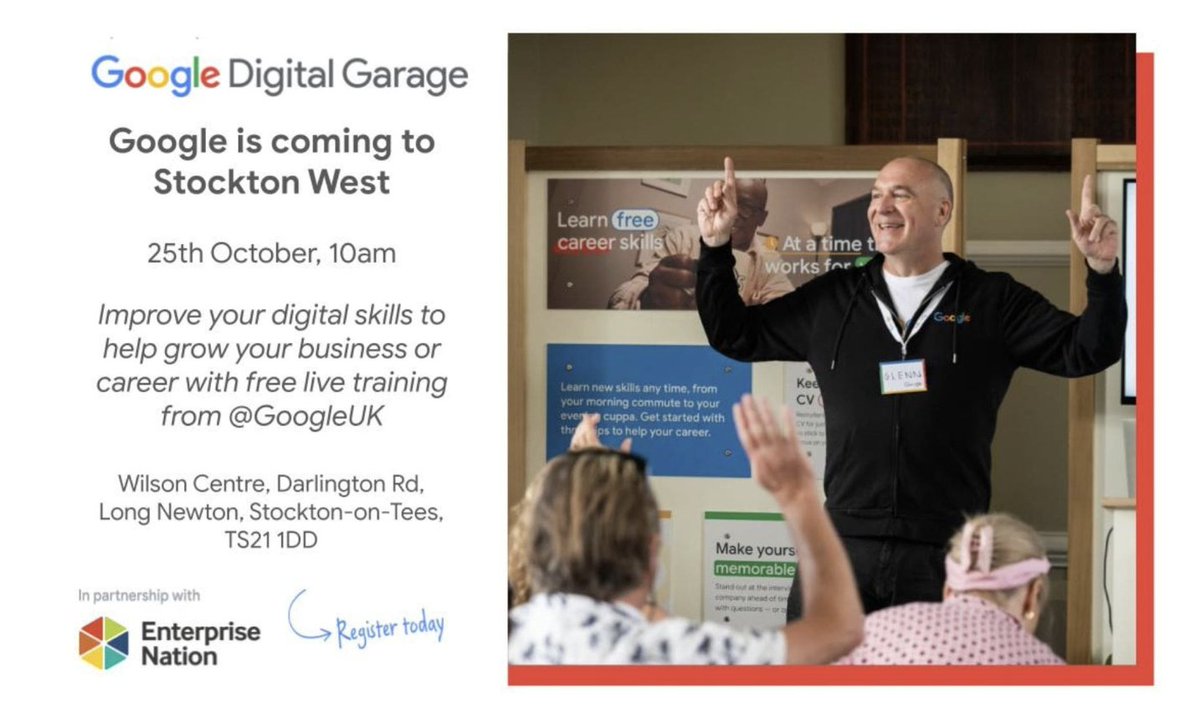 🤩Enterprise Nation are coming to Stockton West!
 
👉Are you a small business owner or looking to start up your own business? 
 
🧑‍💻This session will give you the opportunity to improve your digital skills in order to help grow your business.