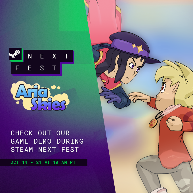 Aria Skies is coming to Next fest on the 14th of October! Haven't played the demo yet? This is your chance!
#Steamnextfest #indiedev #gamedev