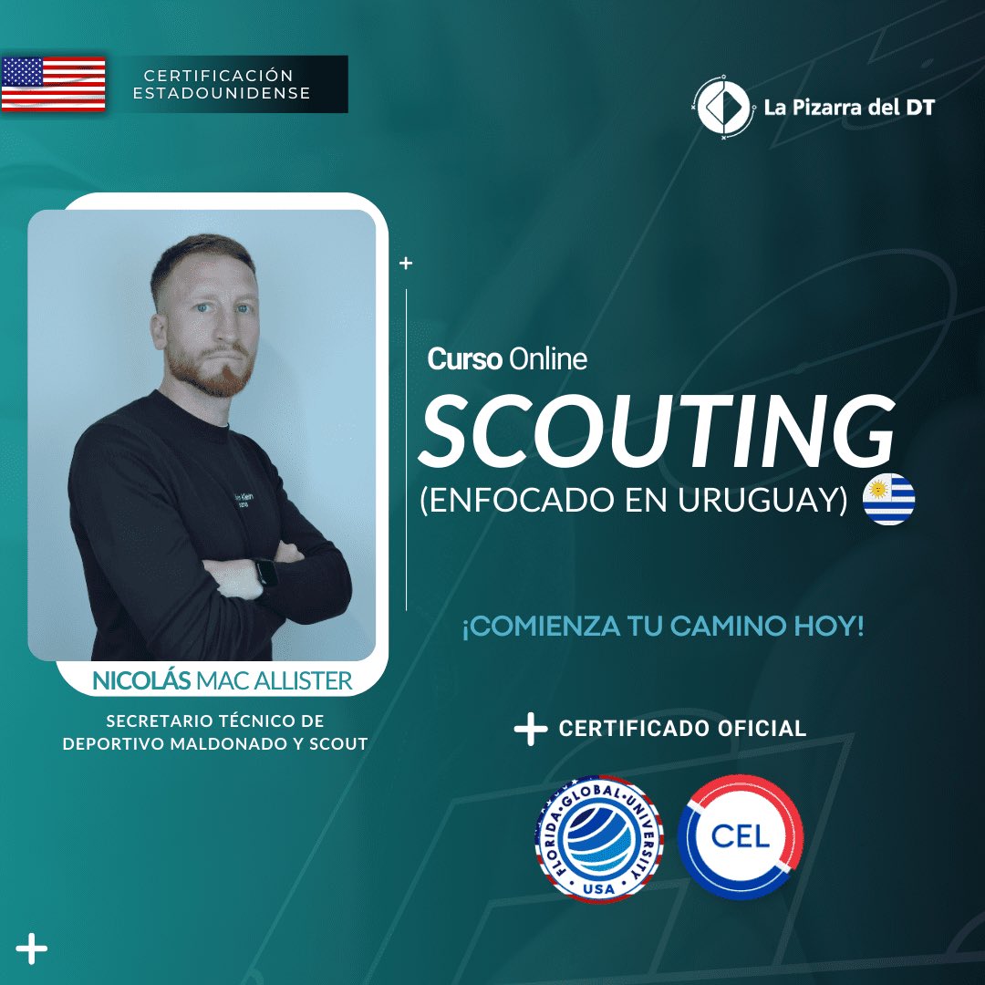 ¿Cómo es el contexto del fútbol uruguayo 🇺🇾 para llevar a cabo labores de scouting?

Eso, y mucho más vas a poder aprender en nuestro curso con Nicolás Mac Allister, Secretario técnico de Deportivo Maldonado.

Aquí tienes toda la información: lapizarradeldt.com/curso/scouting…